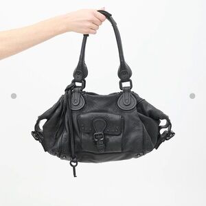 Vtg Y2K Rare Chloe Paddington Leather Handbag large tote black padlock grunge